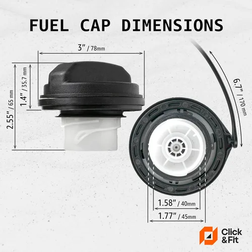 Miniatura 4 de Click&Fit Tapa de gasolina de repuesto para Hyundai y Kia de 2004 a 2019 – Tapa del depósito de combustible con anclaje y junta que reemplaza a