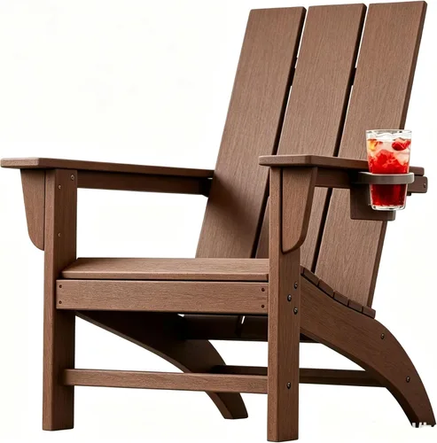 Miniatura 16 de Silla Adirondack de Madera Sintética Adiromoti, Sillas de Patio Resistente a Todo Clima, Aspecto de Madera, Silla Pre-Ensamblada para Fuego al Aire
