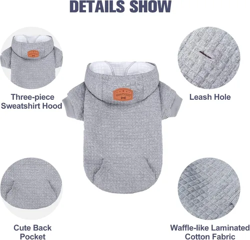 Miniatura 4 de BEAUTYZOO Sudadera con capucha para perro pequeño con bolsillos, ropa para perros pequeños y medianos, niño y niña, abrigos de algodón laminado tipo