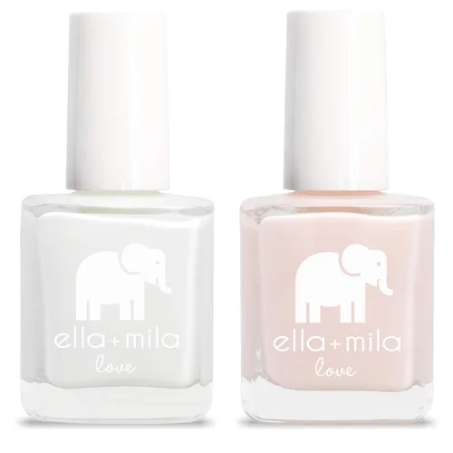 ella+mila Juego de esmaltes de uñas profesionales – Secado rápido, larga duración y resistente al astillado – Manicura francesa paquete de 2 (Love