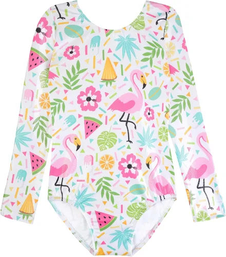 Miniatura 25 de HOZIY - Leotardos de manga larga para niñas, de gimnasia, para niños pequeños, trajes florales de unicornio, galaxia, arco iris, patrón de rayas