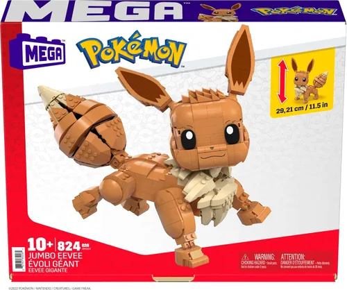 Miniatura 7 de MEGA - Juego de juguetes de construcción Pokémon Jumbo Eevee con 824 piezas, articulados y posables, 11 pulgadas de alto, para niños