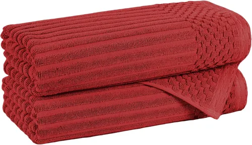 Miniatura 57 de Superior Juego de 6 toallas de algodón sólido y acanalado, toallas de cara de 13 x 13 pulgadas, toallas de mano de 16 x 28 pulgadas, toallas de baño