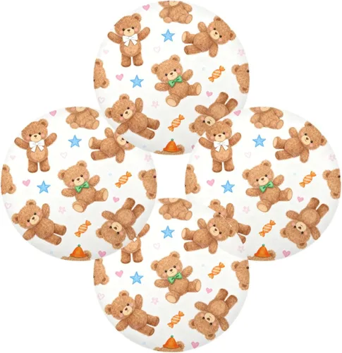 Miniatura 2 de Cartoon Cute Brown Teddy Bear Round Jute placemats placemat with Plate Set of 4 15x15 in manteles para mesa