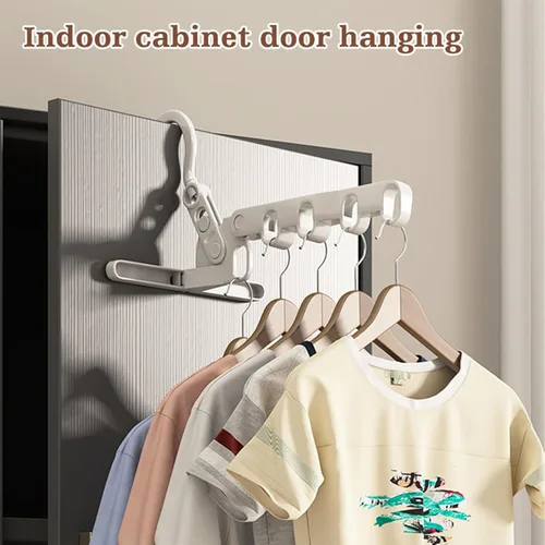 Miniatura 2 de Paquete de 2 perchas plegables de viaje para ropa, percha plegable para maleta, colgador de ropa plegable sobre la puerta, perchas plegables