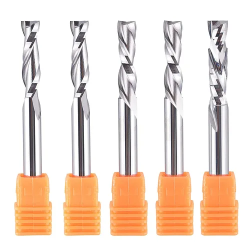 SpeTool 5 brocas de enrutador CNC con vástago de 1/4 pulgadas con longitud de corte de 1 pulgada de longitud de corte de 2 pulgadas, OVL, broca de