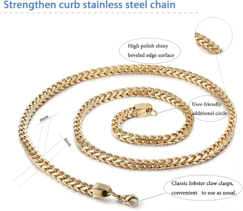 Miniatura 4 de FIBO STEEL 3-6 mm, collar de acero inoxidable estilo punk para hombres, 20-36 pulgadas