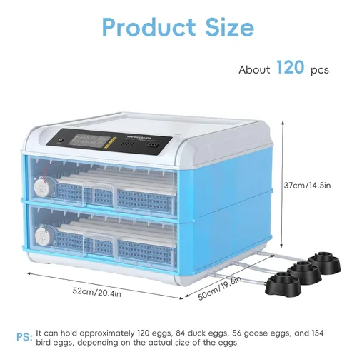 Miniatura 2 de Incubadora automática de 120 huevos, incubadora automática para incubar huevos, con girador automático de huevos, control de temperatura y humedad