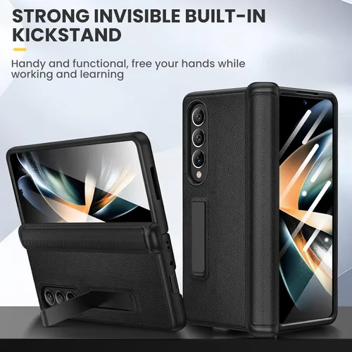 Miniatura 6 de Ruky - Funda para Galaxy Z Fold 4 con protección de bisagra, color negro Fundas de cuerpo completo con soporte magnético y protector de pantalla