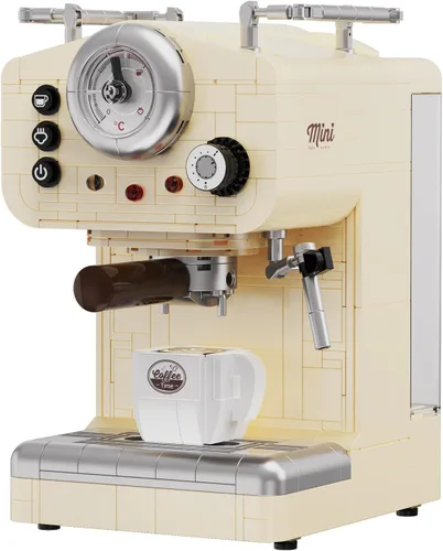Juego de construcción de máquina de café retro para adultos (678 piezas), modelo clásico de café semiautomático, colección de oficina en casa,