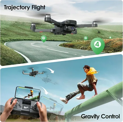 Miniatura 5 de WeFone WF20 Drone con cámara FPV 1080P para principiantes, cuadricóptero RC plegable con motor sin escobillas, modo sin cabeza, velocidad ajustable