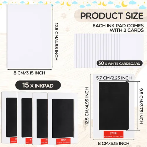Miniatura 2 de Jetec Kit de 15 huellas y huellas de manos sin tinta, almohadilla de tinta de tacto limpio para manos y huellas de bebé, kit de huellas de perro