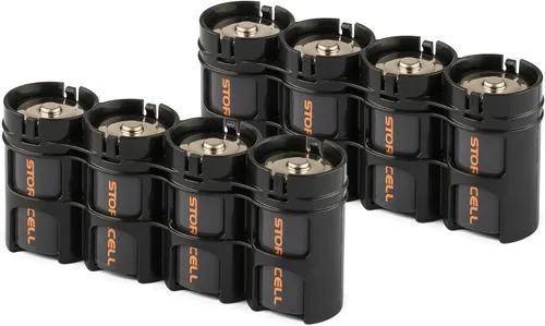 Storacell by Powerpax SlimLine D Battery Caddy, Black, Holds 4 Batteries (Pack of 2)