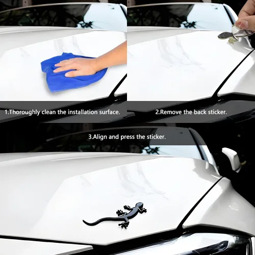 Miniatura 3 de Calcomanías de Gecko para Coche, Calcomanías para Carrocería Automotriz, Emblema de Insignia de Cromo de Metal Puro con Forma de Gecko 3D de Moda
