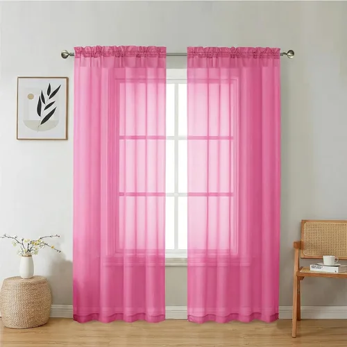 Miniatura 54 de Aiyufeng 2 paneles de cenefa transparente negra de 14 pulgadas de largo, cortinas cortas negras transparentes para dormitorio, cortinas de cocina