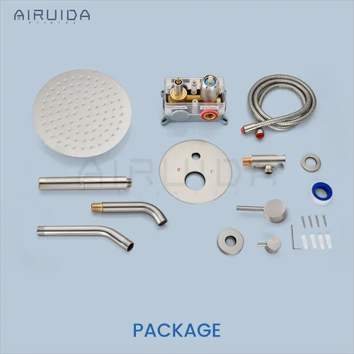 Miniatura 9 de Airuida Juego de sistema de ducha de lluvia de 3 funciones, combo de ducha de bañera de montaje en pared con ducha de mano y boquilla de bañera