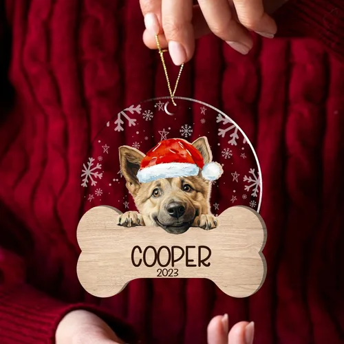 Miniatura 76 de Nazenti American Pit Bull Terrier Adorno de Navidad, adorno de perro fotográfico, adorno de perro personalizado, adornos de fotos de madera