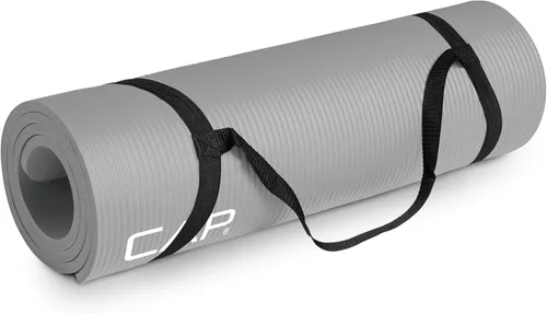 CAP Barbell Colchoneta de yoga y ejercicio de alta densidad de 1/2 pulgada con correa | Múltiples opciones Gris