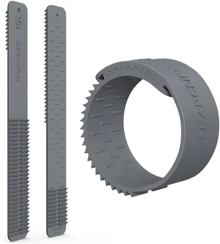 SnapClips Correas de almacenamiento, 6 pulgadas, color gris, juego de 2, correas organizadoras de cables de extensión resistentes, bridas para