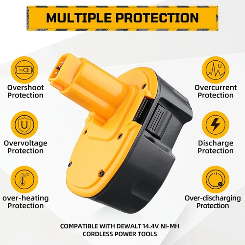 Miniatura 6 de 2 paquetes de 4.8 Ah Ni-MH DC9091 de repuesto para batería Dewalt de 14.4 V DW9091 DW9094 DE9091 DE9092 DE9038, compatible con Dewalt 14.4 voltios