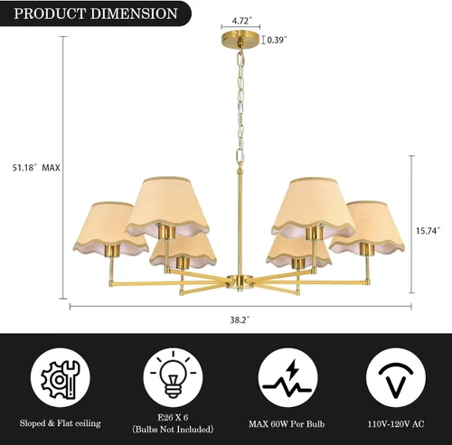 Miniatura 5 de Candelabro de ratán bohemio de 6 luces de 39 pulgadas, lámpara colgante de ratán con pantalla tejida a mano, altura ajustable, lámpara de comedor