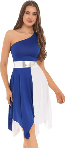 Miniatura 126 de easyforever Vestido de baile sin mangas con bloques de color para mujer, alabanza litúrgica, ropa de baile lírico, vestido de bata de adoración
