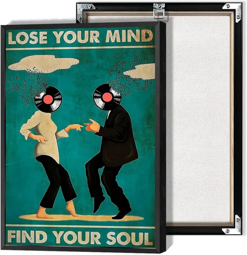 Miniatura 27 de Póster retro con texto en inglés «Lose Your Mind Find Your Soul», arte de pared inspirador para la salud mental, arte abstracto de música cósmica