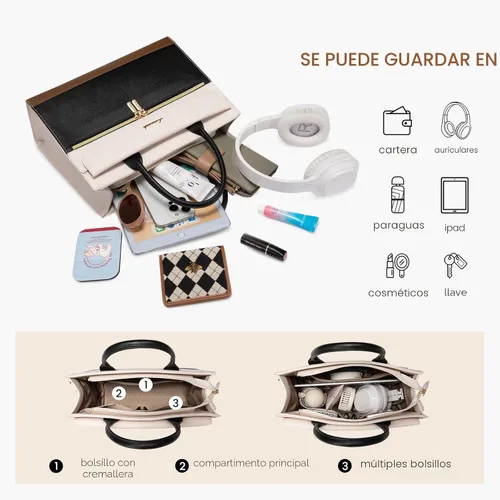 Miniatura 4 de LOVEVOOK Carteras y bolsos para mujeres, bolso de hombro de cuero bolso negro tipo tote, bolsos satchel y cruzados con asa superior para damas