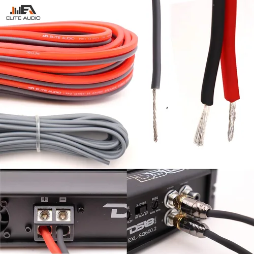 Miniatura 4 de Elite Audio EA-PROK8 + EA-PRO617 Pro Series Kit de cableado de amplificador con combo RCA de 6 canales, 1000 W de potencia máxima, 8GA, cable