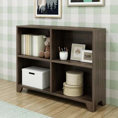Miniatura 5 de Max & Lily Estantería moderna de 2 estantes, de madera maciza para dormitorio de niños, color marrón madera de granero Barnwood Marrón