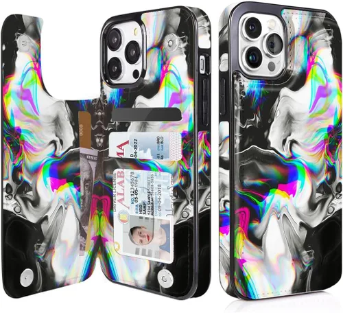 Miniatura 14 de uCOLOR Funda compatible con iPhone 13 Pro Max de 6.7 pulgadas con ranura para tarjetero, función atril, doble cierre magnético y diseño de bloqueo