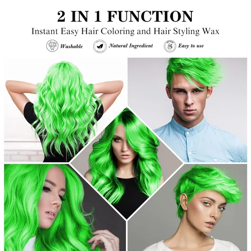Miniatura 3 de Spray Temporal de Color Verde para Cabello Cera 4.23 onzas, tinte en crema para peinado natural instantáneo, barro de coloración desechable