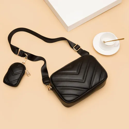 Miniatura 8 de Herald Chevron - Bolso cruzado pequeño acolchado con monedero para mujer cuadrado con cámara de fotos hombro lateral 2 tamaños