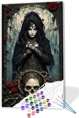 Miniatura 8 de Pintura de Halloween por números para adultos sobre lienzo, terror, pinturas al óleo acrílicas, kits de pintura al óleo, regalos para niños, Pintura