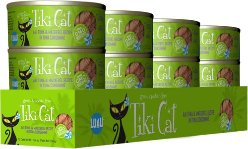 Miniatura 2 de Tiki Cat Luau - Comida húmeda sin granos, baja en carbohidratos, con aves de corral o peces en consomé para gatos adultos y gatitos.