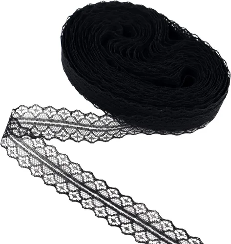 Miniatura 8 de Ribete de Encaje Negro Cinta de Encaje de Costura para Manualidades Decoración Nupcial de Boda, Ramo y Embalaje de Regalo (1.5 Pulgadas, 22 Yardas)