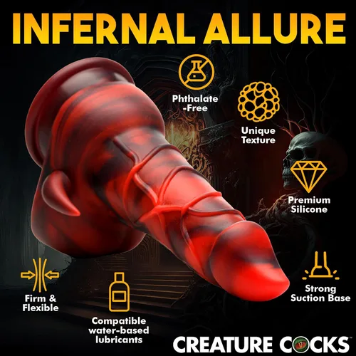 Miniatura 2 de CREATURE COCKS Consolador de silicona Horned Dragon para hombres, mujeres y parejas. Firme y flexible, base de succión fuerte, consolador