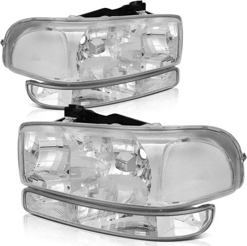 Miniatura 26 de Conjunto de faros delanteros para Chevy Avalanche 1500 2003-2006 para Avalanche 2500 03-06 para 1500 Classic 2007 carcasa negra reflector ámbar