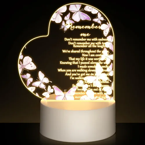 Miniatura 9 de Coume Regalo conmemorativo, luz nocturna, cristal transparente, acrílico, corazón, condolencias, regalo, luz LED, recuerdo de duelo, decoración