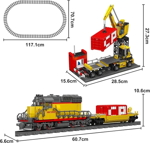 Miniatura 5 de Mould King 12027 MOC Technology EMD SD40-2 - Juego de bloques de construcción de trenes de locomotora diésel, con control remoto, 1170 piezas