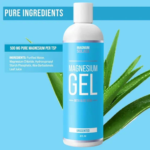 Miniatura 6 de Gel de magnesio tópico para músculos - Gel de masaje corporal con cloruro de magnesio puro y aloe vera (sin perfume)