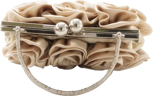 Miniatura 5 de Bolso de mano de noche para mujer, diseño floral, de satén, con correa desmontable, para bodas, fiestas, bailes de graduación