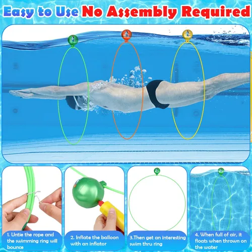 Miniatura 2 de Cludoo Anillos de natación para buceo en piscina, juguetes para niños, alta estabilidad, no requiere montaje, juguete de piscina, aros de natación