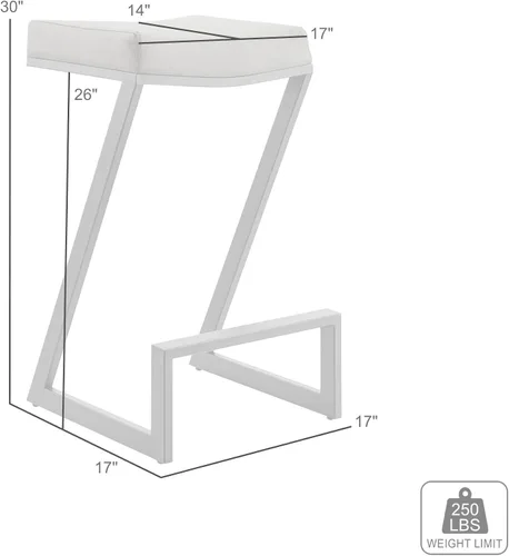 Miniatura 3 de Armen Living Atlantis Backless Faux Leather and Brushed Stainless Steel Bar Stool