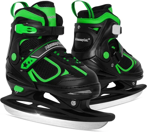 Miniatura 9 de MammyGol Patines de hielo ajustables para niños y jóvenes, patinaje juvenil, hockey, cordones, patinaje para principiantes, para niños de 4 a 12