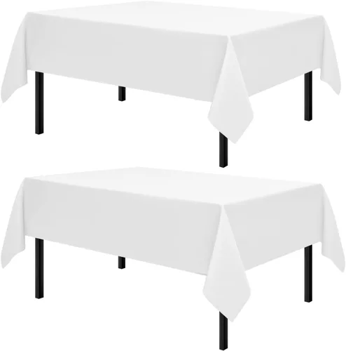 Miniatura 13 de Romanstile Mantel rectangular de poliéster, paquete de 2 manteles rectangulares de 60 x 84 pulgadas, resistentes a las manchas y a las arrugas, Negro