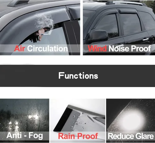 Miniatura 3 de Original 4 piezas de viseras para ventanas, juego de protectores de lluvia con montaje exterior adhesivo, viseras laterales de aspecto atractivo