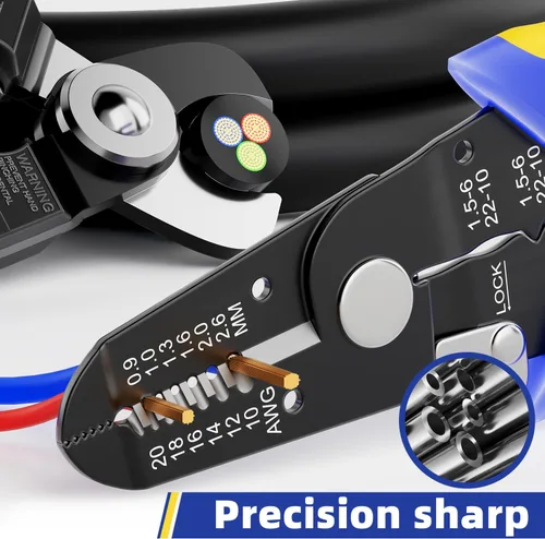 Miniatura 7 de haisstronica Juego de herramientas pelacables para bricolaje, 10-20AWG, paquete de 3 pelacables manual y cortadores de desbaste y cortadores
