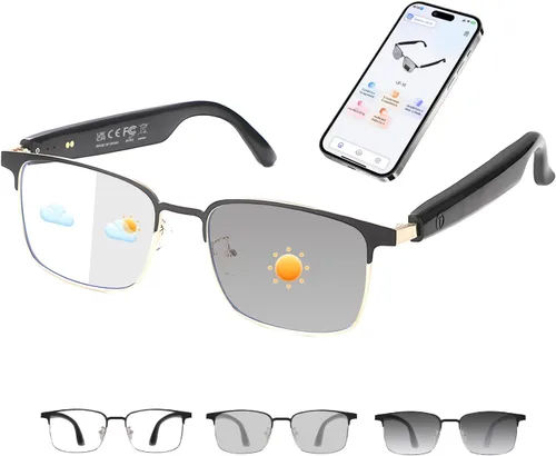Miniatura 9 de Al - Lentes inteligentes para hombres y mujeres, lentes de traducción Bluetooth con 164 idiomas, lente de cambio de color, música y llamadas