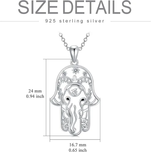 Miniatura 6 de PELOVNY Collares para mujer, regalo para el día de la madre, collar de plata de ley 925, colgante de mano de Fatima, árbol de fatima, elefante